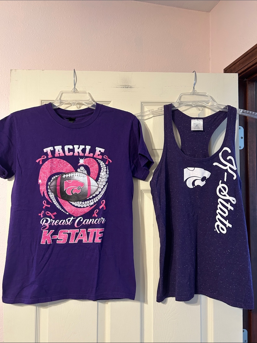 K-STATE Purple Short Sleeve Breast Cancer Awareness Tee & Tank Top Small